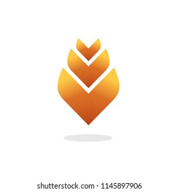 Flower logo vector illustration, elegant gradient golden abstract leaf symbol, beauty modern logotype template design isolated on white emblem