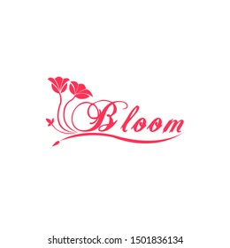 flower logo vector of red bloom floral and pink lotus with elegant decoration and beautiful graphic of romance