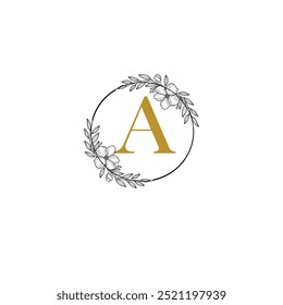 Flower Logo A Wedding Logo in circle shape. Elegant monogram. Wedding monogram  illustration with floral frame. vector illustrator. business logo. company logo.