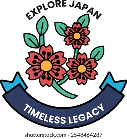 Un logotipo de la flor con las palabras Explore Japón en él