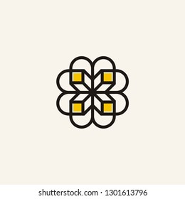flower logobuilding  line art vector icon