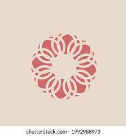Flower logo.Decorative abstract icon isolated on light background.Bloom petals sign.Organic shapes.Ornamental style emblem.Red color.