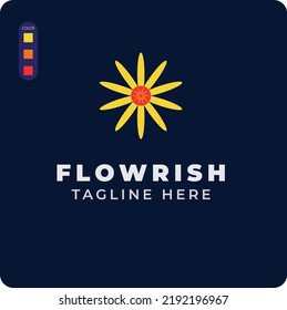 Flower Logo,flowershop Logo,minimal Flower,clean Logo,energy ,sun,yellow Flower Logo Template