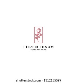 flower logos and icons are drawn in an elegant and minimalist style. Pink illustration. For badges, labels, logos and brand business identities. EPS10 vector illustration format - Vector