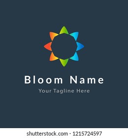 Flower logotype, symbol, corporate design elements. Modern colored icon, abstract logo
