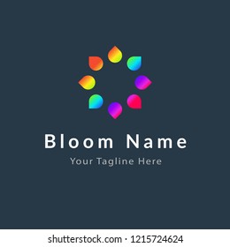 Flower logotype, symbol, corporate design elements. Modern colored icon, abstract logo