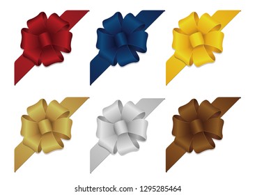 Flower loop hair bow illustration set ( corner ribbon)