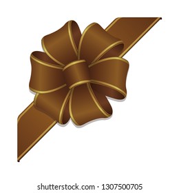 Flower loop hair bow illustration ( corner ribbon) / bronze & gold