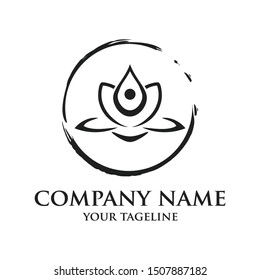 Flower Lotus abstract Logo design vector template. Green Natural Luxury Fashion Logotype. Yoga Health icon.