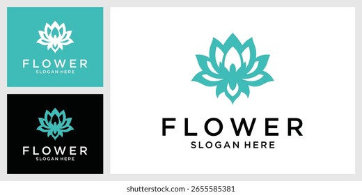 Plantilla de diseño de logotipo de Vector abstracto de loto de flores