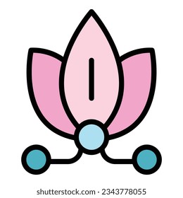 Blume Lotus Symbol Umriss Vektorgrafik. Zimmermeditat. Relax Yoga Farbe flach