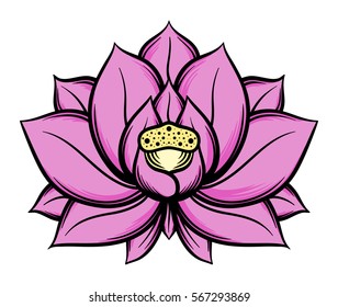 Flower lotus. Isolated on white background. Vector illustration.