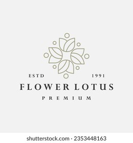 Loto de flor logotipo vector ilustración icono hipster vintage retro