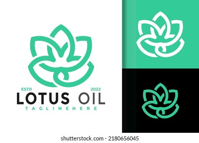 Flower Lotus Oil Logo Design, Brand Identity logos vector, modern logo, Logo Designs Vector Illustration Template