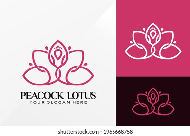 Flower Lotus Peacock Logo Vector Design. Brand Identity emblem, designs concept, logos, logotype element for template.