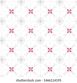 Flower and Lotus petals on a background of dotted intersecting lines and openwork lines, seamless texture, vector