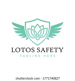 Flower lotus safety guard logo design  template