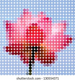 Flower lotus. Vector circle color ton dots.