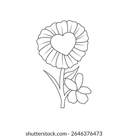 flower love doodle line vector illustration