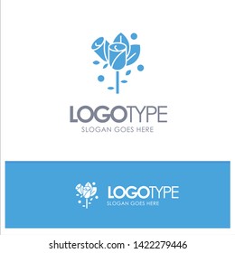 Flower, Love, Heart, Wedding Blue Solid Logo with place for tagline