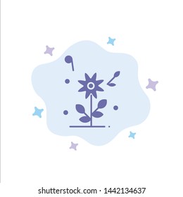 Flower, Love, Heart, Wedding Blue Icon on Abstract Cloud Background