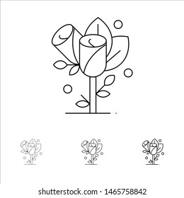 Flower, Love, Heart, Wedding Bold and thin black line icon set. Vector Icon Template background