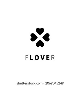 Flower love hearts сreative idea logo icon design