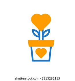 Flower love icon duotone blue orange colour mother day illustration vector element and symbol perfect.
