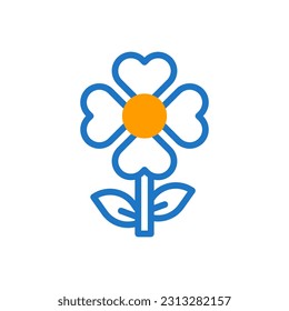 Flower love icon duotone blue orange colour mother day illustration vector element and symbol perfect.
