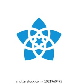 Flower of Love known as Venus Flower vector symbol. A five-petaled rose of Venus icon.