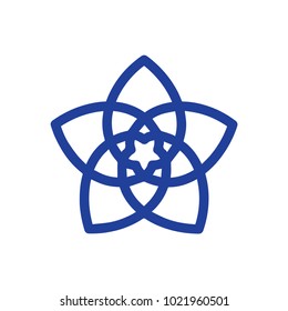 Flower of Love known as Venus Flower vector symbol. A five-petaled rose of Venus icon.