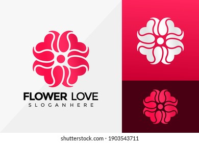 Flower Love Logo Design, Brand Identity Logos Designs Vector Illustration Template