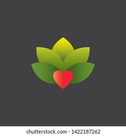 Flower with love logo design template.