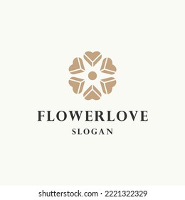 Flower love logo icon flat design template
