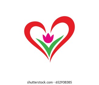 Flower Love Logo Template Design Vector, Emblem, Design Concept, Creative Symbol, Icon