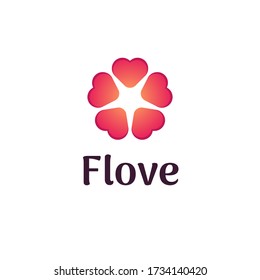 Flower love logo vector as a love sharing symbol
