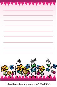 flower love paper layout template illustration doodle with color