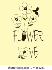 flower love slogan vector