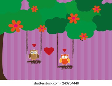 Flower love tree silhouette. Vector illustration