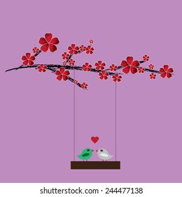 Flower love tree silhouette. Vector illustration