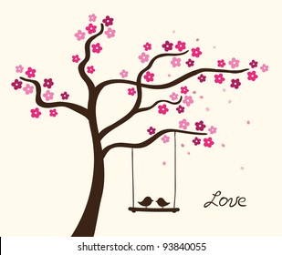 Flower love tree. Vector illustration