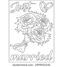 flower love wedding coloring book page for kids or grown adults creative coloring mindful relaxation activity