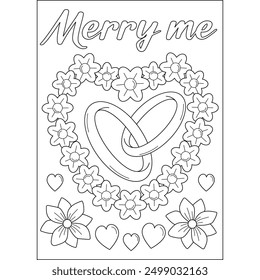 flower love wedding coloring book page for kids or grown adults creative coloring mindful relaxation activity