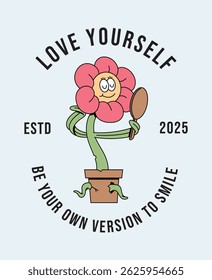 flower love yourself retro cute illustration