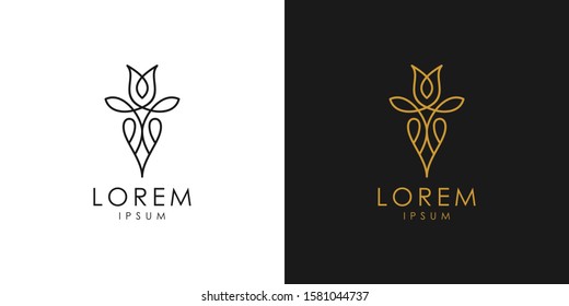 Flower + Love/Heart Logo Monoline Simple. Flower Symbol Nature. Floral Icon Element Minimalist.