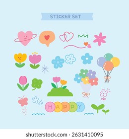 Flower lovely decoration sticker illustration