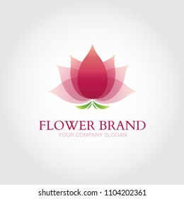 Flower luxury logo creative design with red gradient color isolated on white background