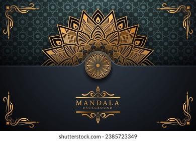 Flor Lujo Mandala fondo con un patrón arabesco dorado estilo árabe islámico oriental. Mandala decorativa estilo Ramadán. Mandala para impresión, afiche, portada, folleto, volante, pancarta