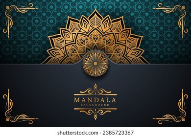 Flor Lujo Mandala fondo con un patrón arabesco dorado estilo árabe islámico oriental. Mandala decorativa estilo Ramadán. Mandala para impresión, afiche, portada, folleto, volante, pancarta