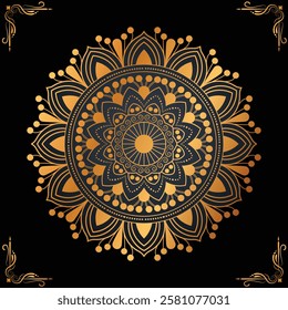 Flower Luxury mandala background with golden arabesque pattern Arabic Islamic east style. Ramadan Style Decorative mandala. Mandala for print luxury ornamental mandala design background in gold color 